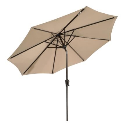9ft Round Patio Umbrella, Polyester 8 Steel Ribs Large Table Market Umbrella, 5 Colors